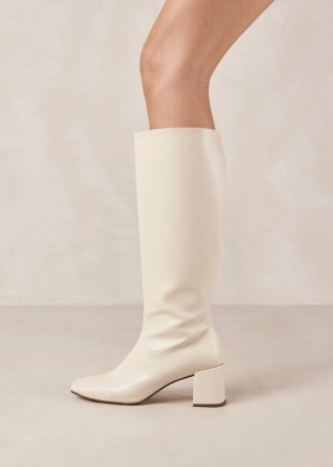 Women's Alohas Chalk Vegan Leather Knee-high Boots Knee High Boots White NZ | L1N-5673