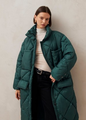 Women's Alohas Colorado Longline Puffer Coat Coats Green NZ | I7B-9497