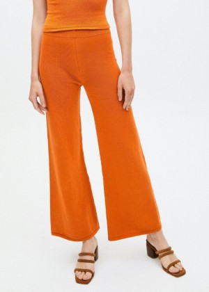 Women's Alohas Easy High Waisted Wide Leg Pants Pants Orange NZ | L5K-1921