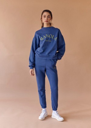 Women's Alohas Iconic Sweatpants Made With Organic Cotton Sportswear Blue NZ | L2K-7188