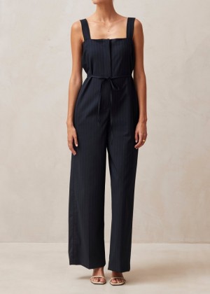 Women's Alohas Ingrid Jumpsuit With Adjustable Straps Jumpsuits Navy NZ | P1M-2257