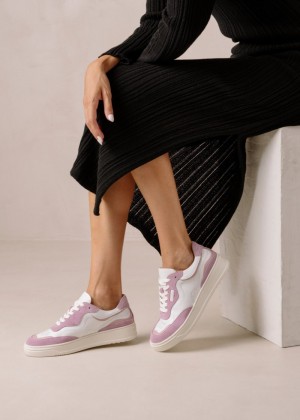 Women's Alohas TB.87 Leather Low-top Sneakers Platform Sneakers White / Purple NZ | U9E-4332