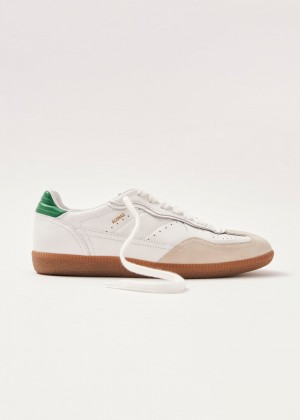 Women's Alohas Tb.490 Leather Sneakers With Heel Tabs Flat Sneakers White / Green NZ | E8M-1799