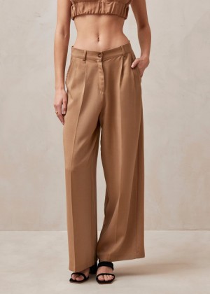 Women's Alohas Valentina Wide-leg Tailo Pants Pants Beige NZ | B6R-7317