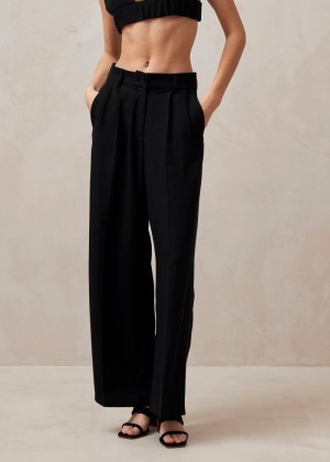 Women's Alohas Valentina Wide-leg Tailo Pants Pants Black NZ | T5X-6214