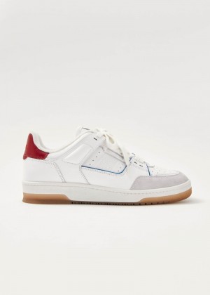 Women's Alohas tb.89 Leather Sneaker With Heel Tabs Platform Sneakers White / Red NZ | D7M-6592