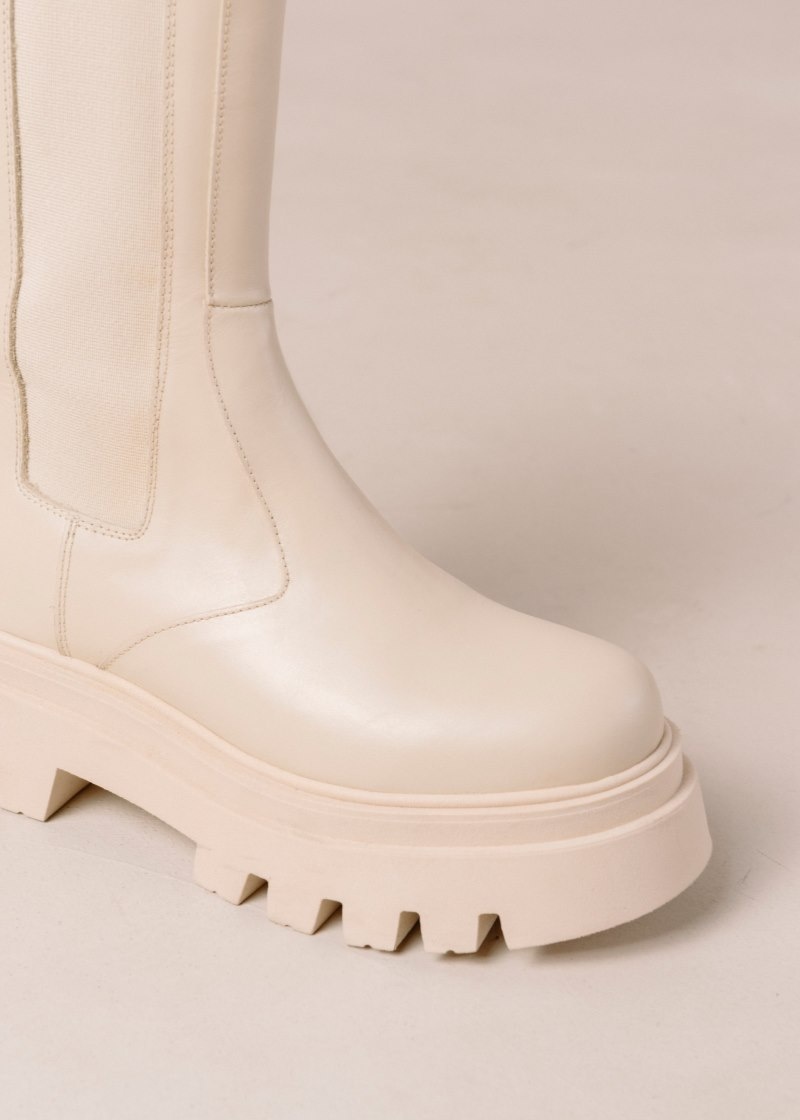 Women's Alohas All Rounder Leather Chelsea Boots With Track Soles Platform Boots White NZ | E3K-3792