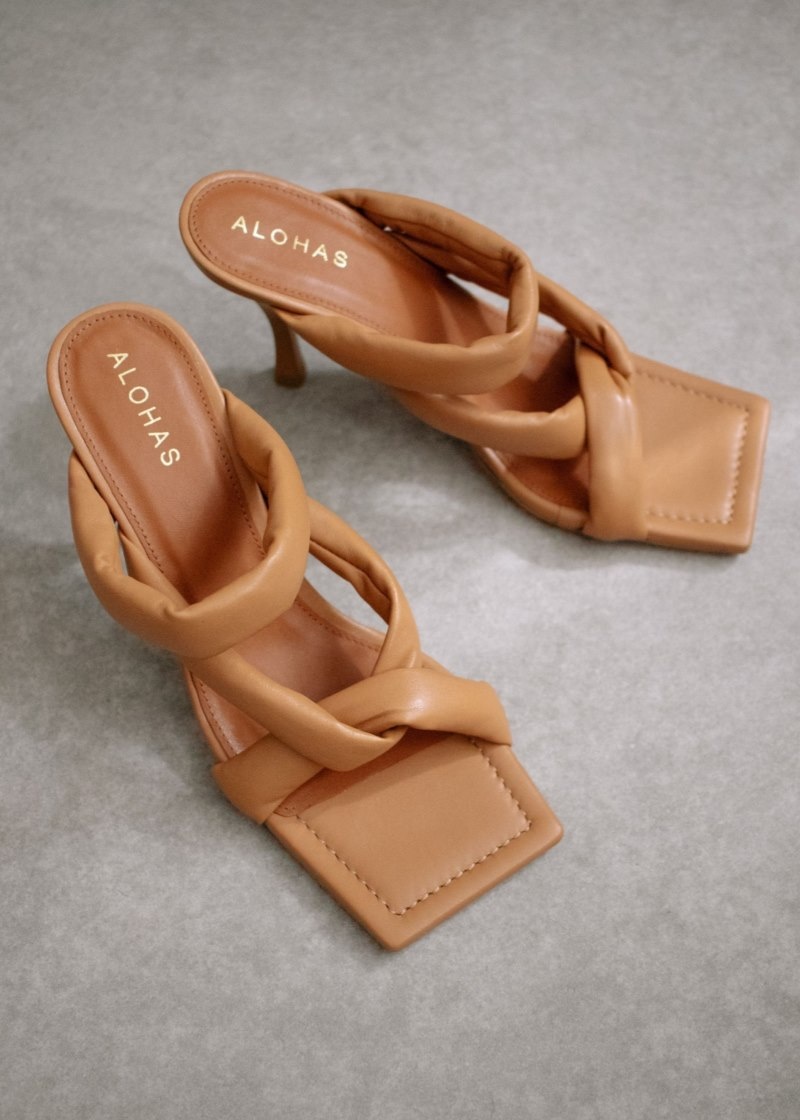 Women's Alohas Amaretto Amaretto Sandals Heels Brown NZ | B6I-6371