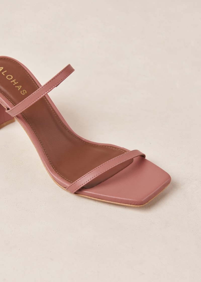 Women's Alohas Cannes Leather Two-strap Mule Sandals Sandals Pink NZ | B5S-4905