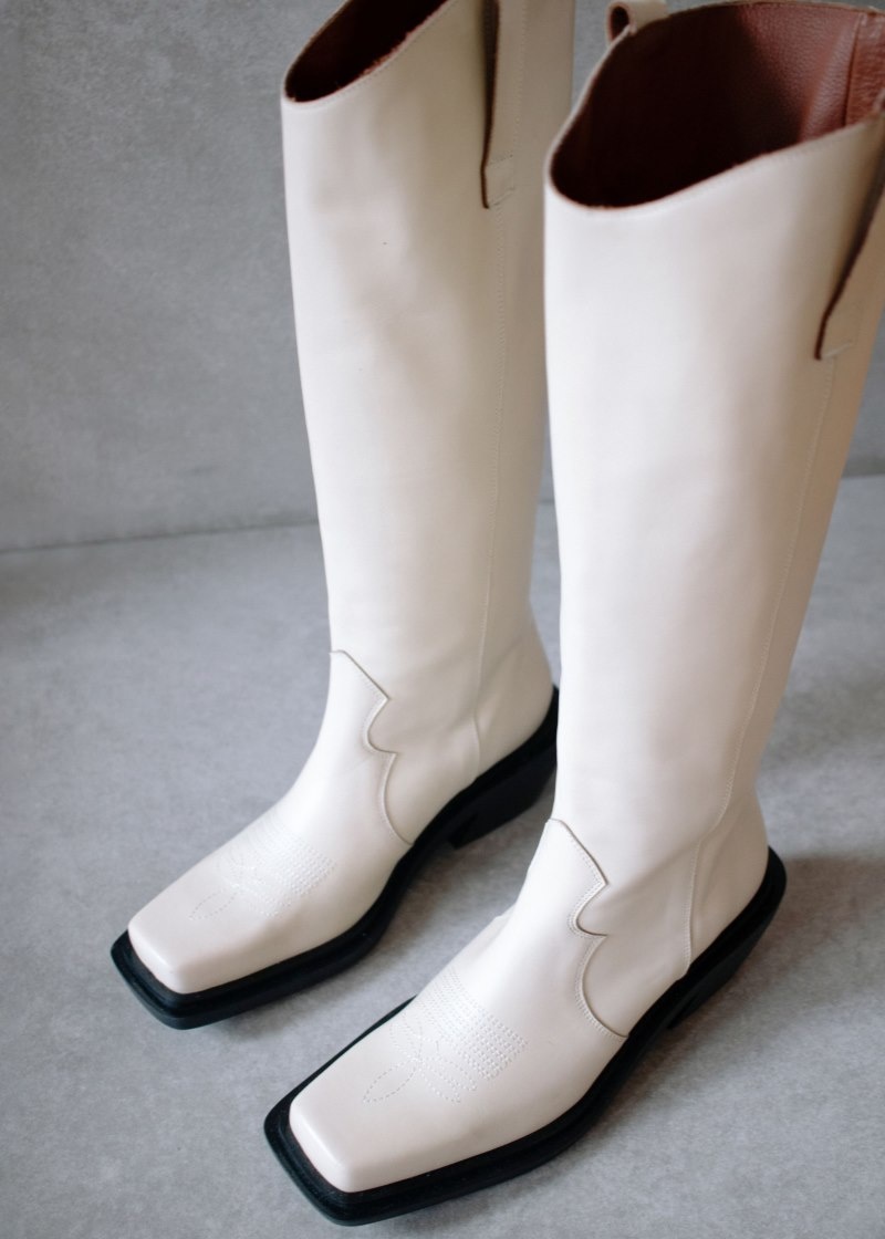 Women's Alohas Cattle Leather Knee-high Cowboy Boots Knee High Boots White NZ | V3Z-9925