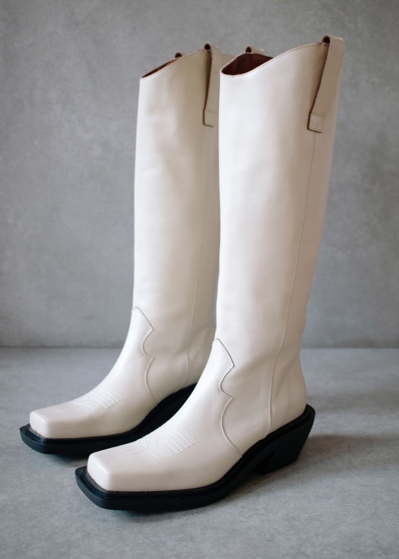 Women's Alohas Cattle Leather Knee-high Cowboy Boots Knee High Boots White NZ | V3Z-9925