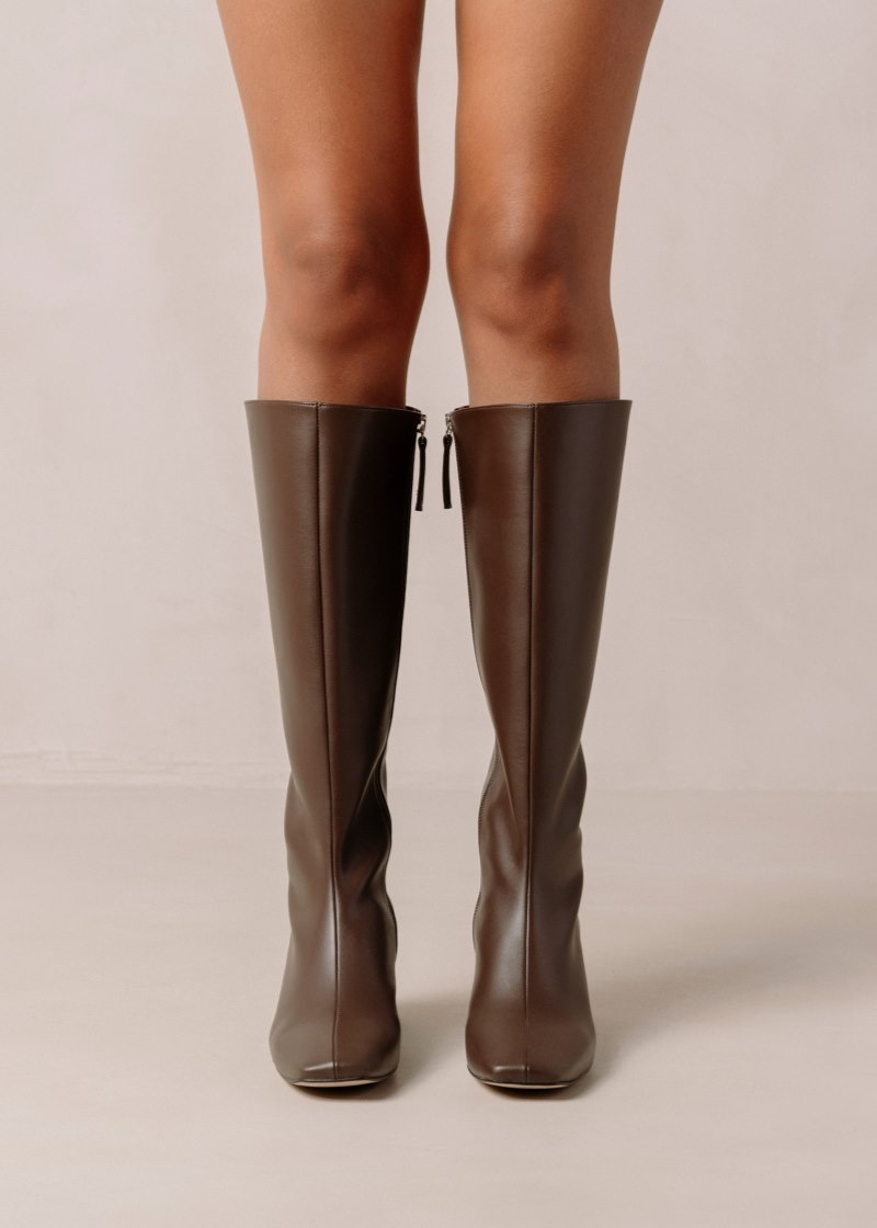 Women's Alohas Chalk Vegan Leather Knee-high Boots Knee High Boots Dark Brown NZ | P3O-8771