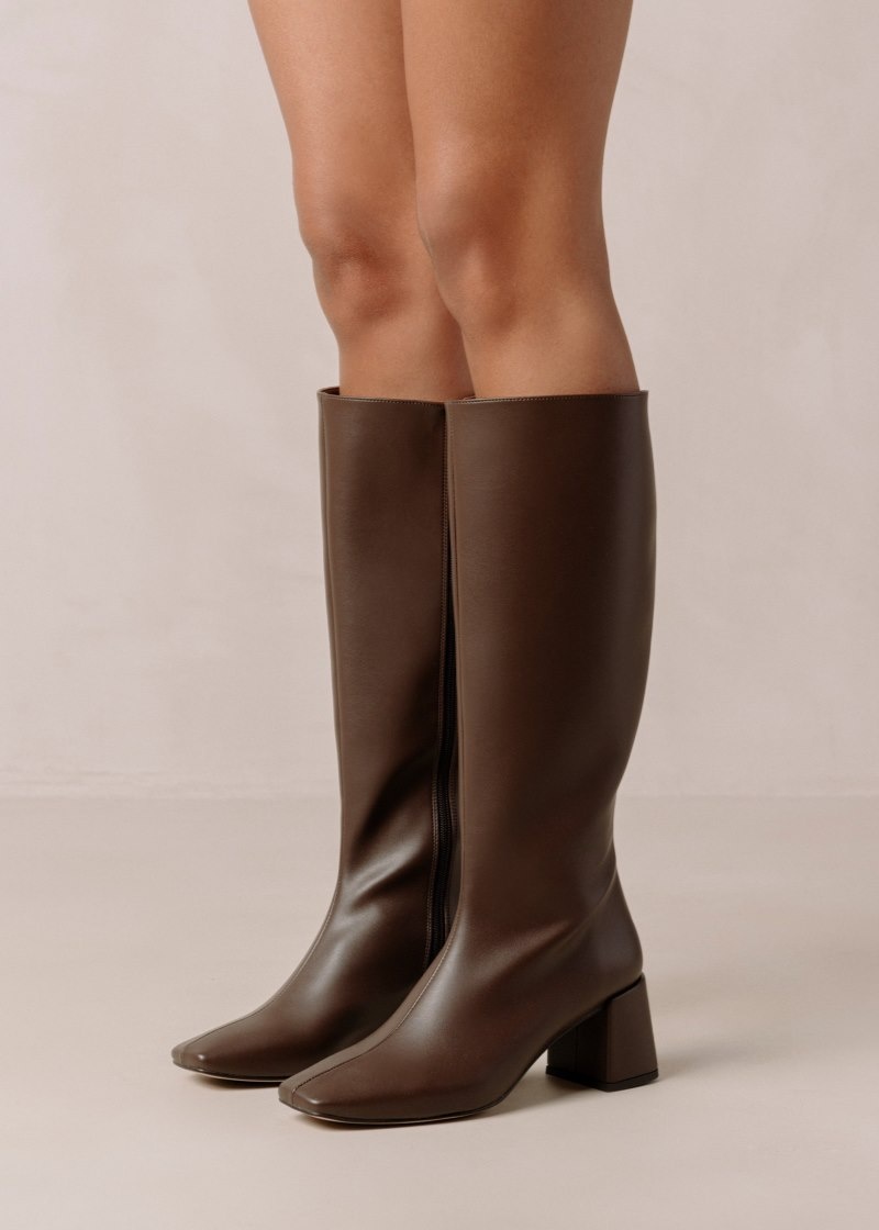 Women's Alohas Chalk Vegan Leather Knee-high Boots Knee High Boots Dark Brown NZ | P3O-8771