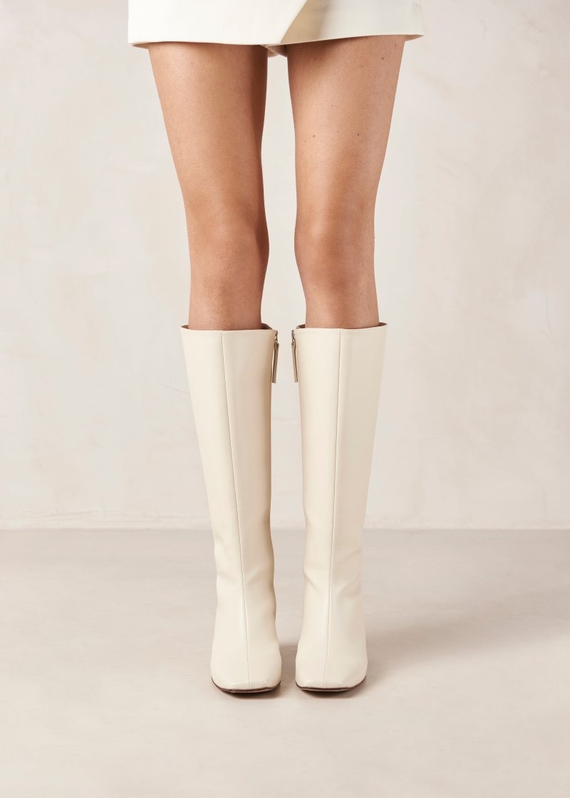 Women's Alohas Chalk Vegan Leather Knee-high Boots Knee High Boots White NZ | L1N-5673