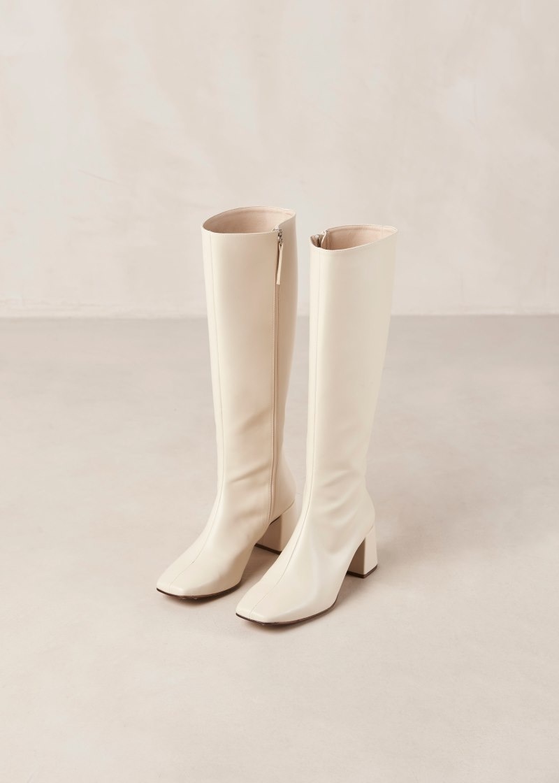 Women's Alohas Chalk Vegan Leather Knee-high Boots Knee High Boots White NZ | L1N-5673