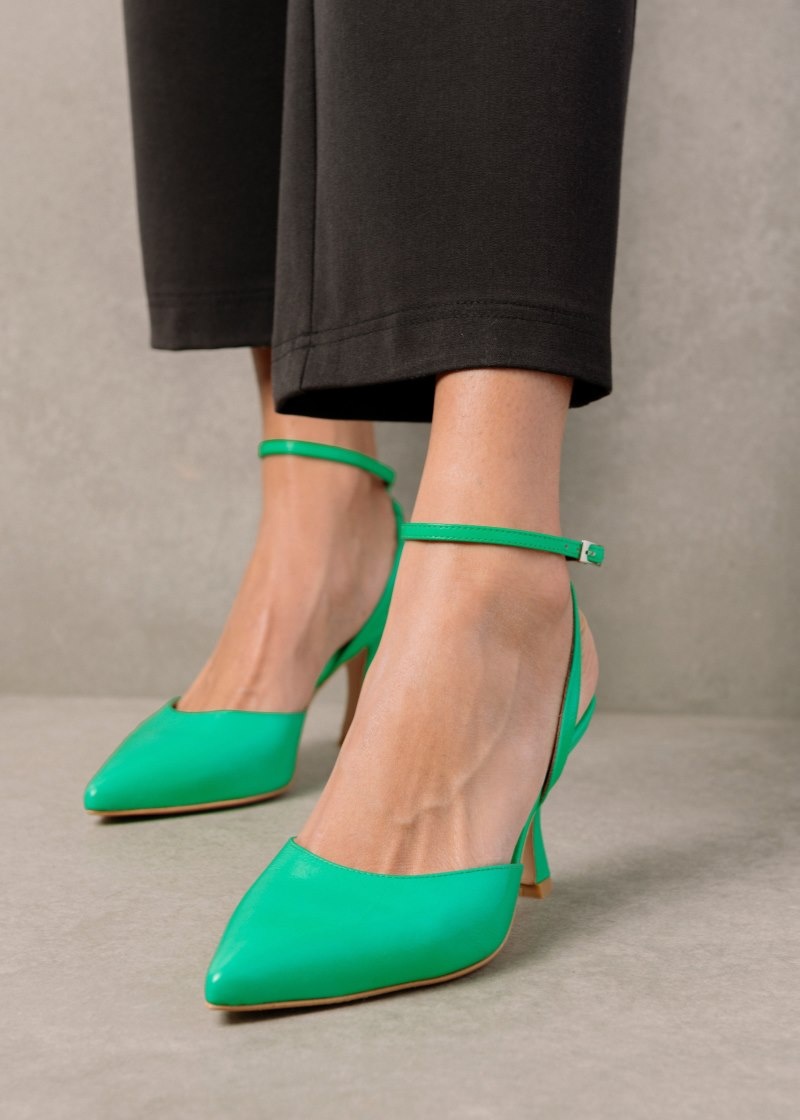 Women's Alohas Cinderella Leather High-heel Pumps Pumps Green NZ | O3P-4530