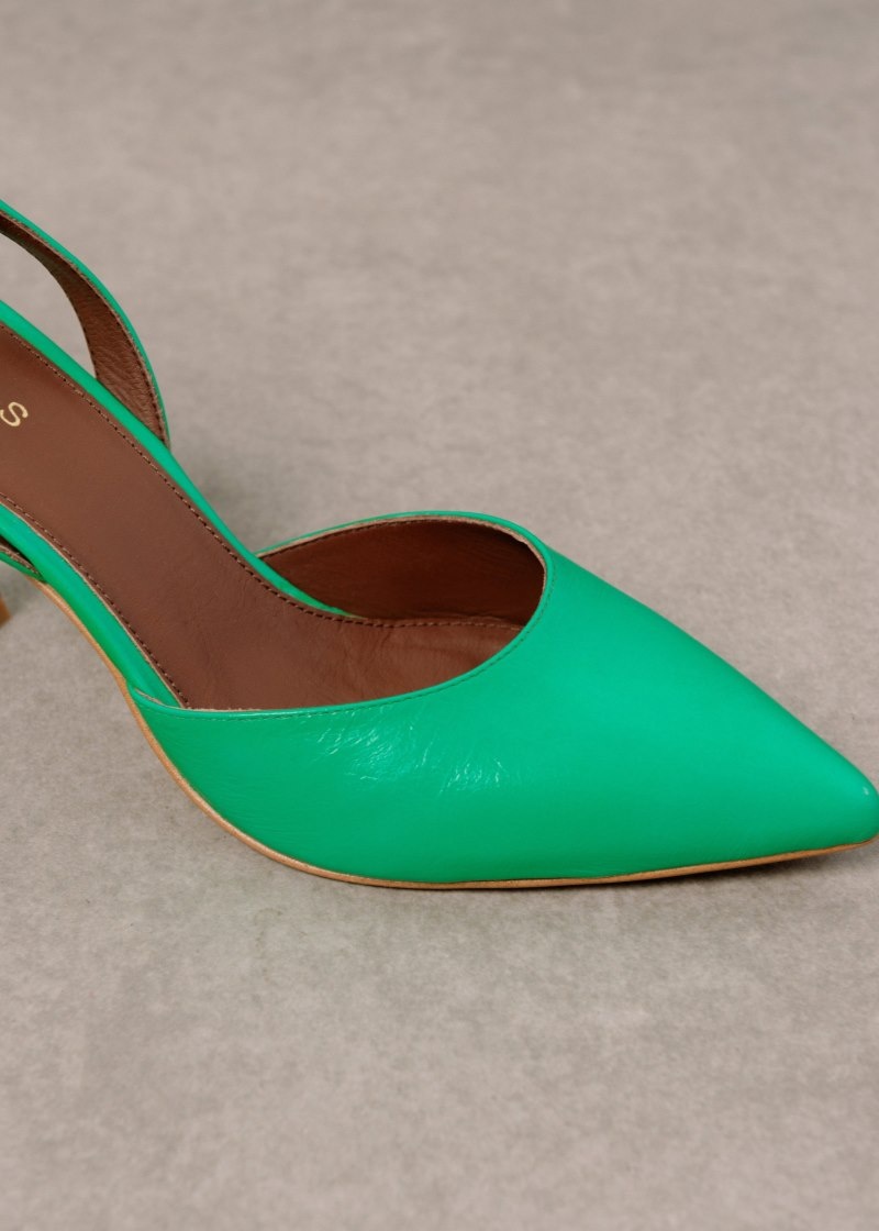 Women's Alohas Cinderella Leather High-heel Pumps Pumps Green NZ | O3P-4530