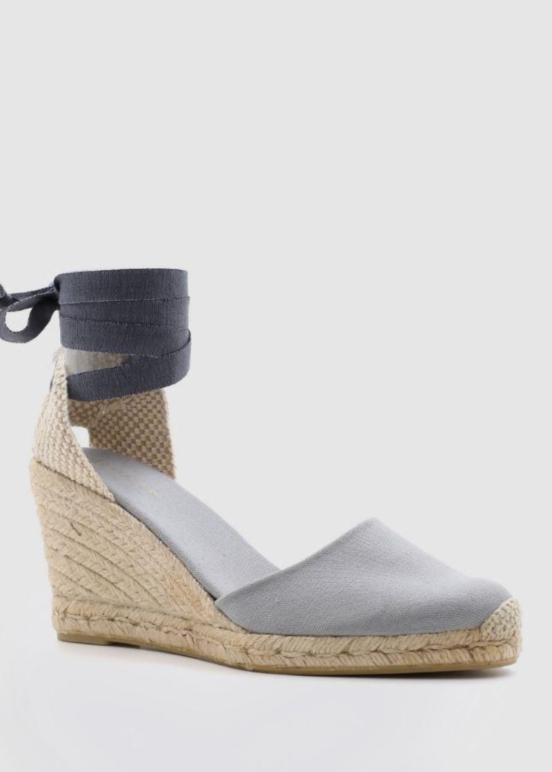 Women's Alohas Clara by Day Canvas Espadrille Wedges Sandals Grey NZ | J3T-1690