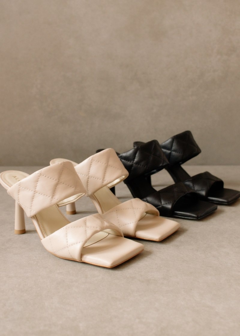 Women's Alohas Conner Leather Heeled Sandals With Buckle Detail Sandals Cream NZ | Q6V-8364