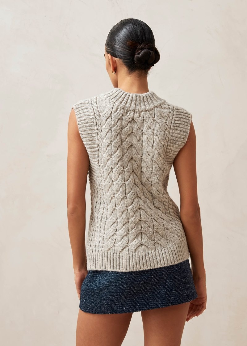 Women's Alohas Cosy Sweater Vest Vests Grey NZ | S1P-1961