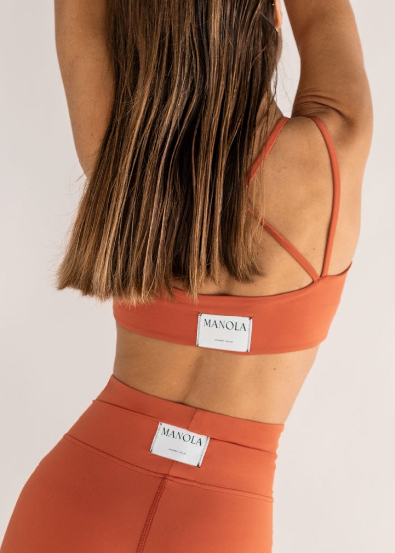 Women's Alohas Crossed Back Square Neck Top Sportswear Orange NZ | U0X-5169