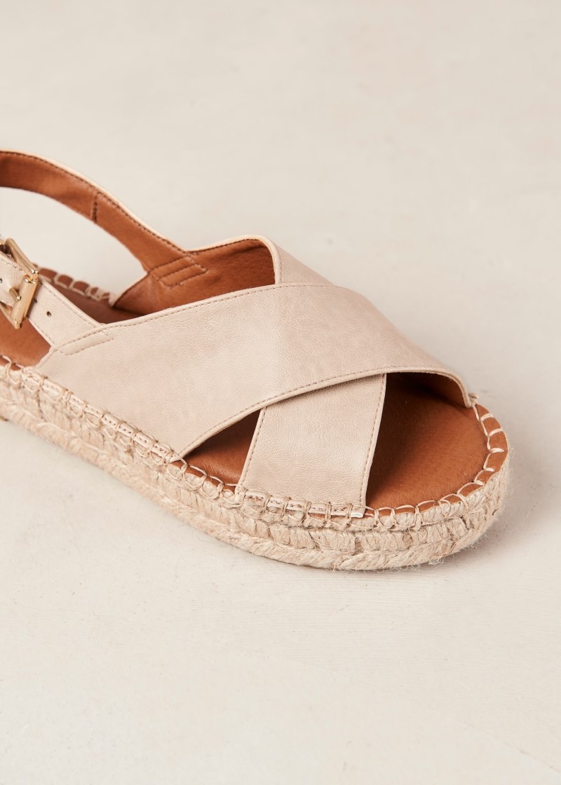 Women's Alohas Crossed Vegan Espadrilles With Ankle Strap Espadrilles Cream NZ | O6X-3614