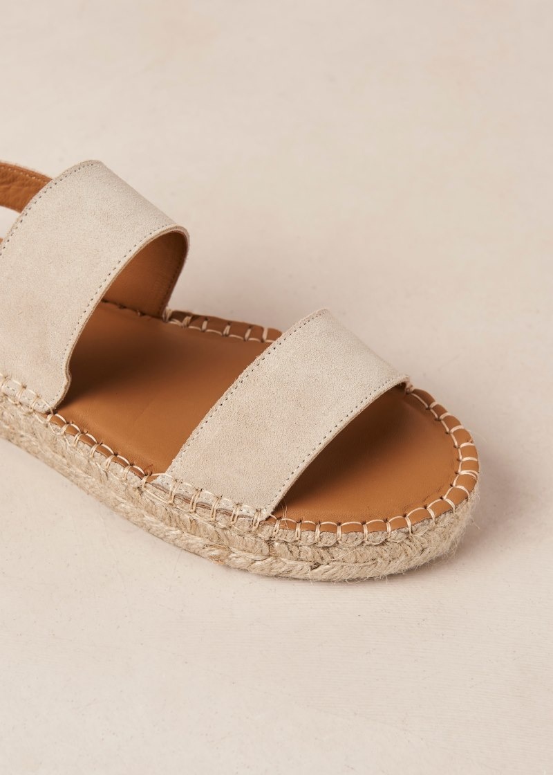 Women's Alohas Double Strap Suede Two-strap Espadrille Sandals Sandals Beige NZ | C9U-1165