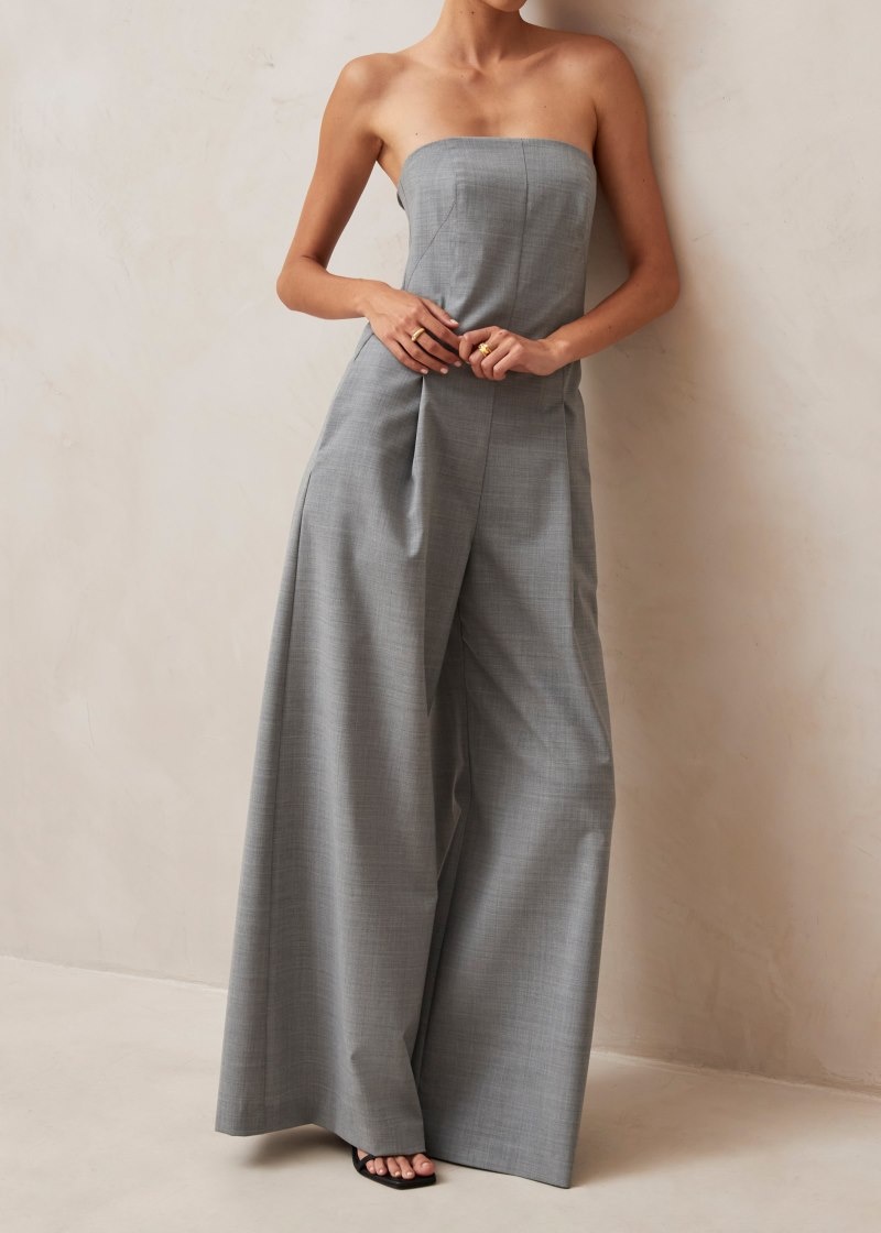 Women's Alohas Elisa Strapless Jumpsuit Jumpsuits Grey NZ | D8O-7305