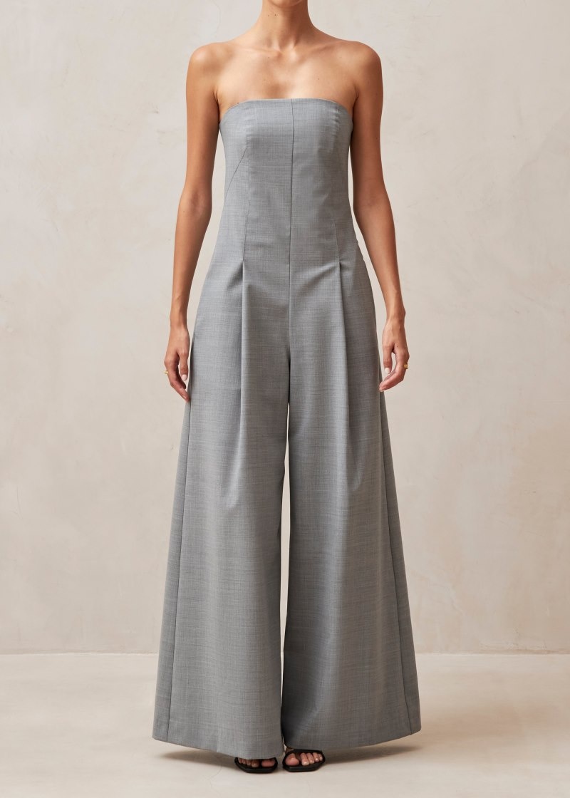 Women's Alohas Elisa Strapless Jumpsuit Jumpsuits Grey NZ | D8O-7305