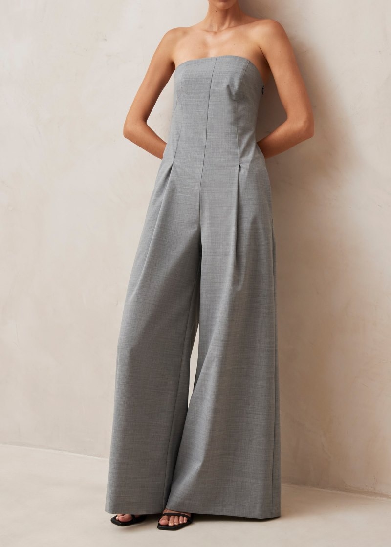 Women\'s Alohas Elisa Strapless Jumpsuit Jumpsuits Grey NZ | D8O-7305