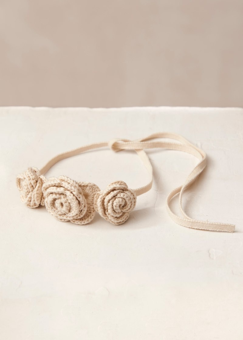 Women's Alohas Fleur Cotton Crochet Chocker Necklaces Cream NZ | R3K-5364