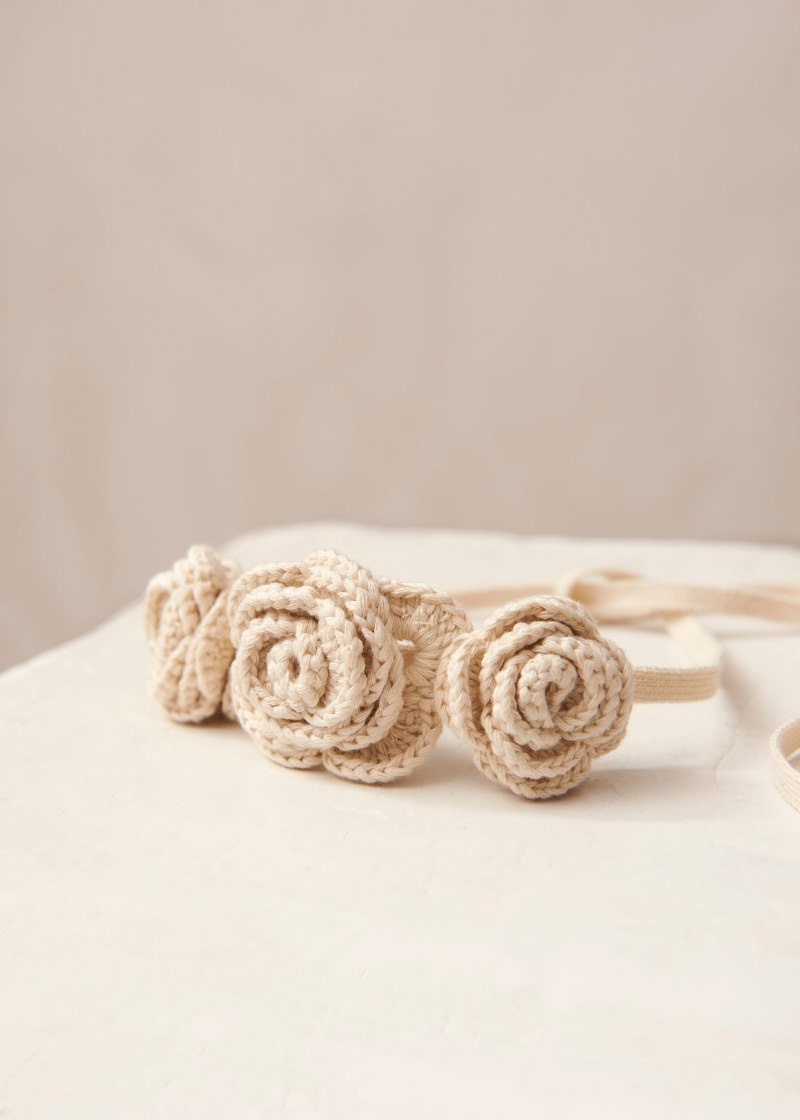 Women's Alohas Fleur Cotton Crochet Chocker Necklaces Cream NZ | R3K-5364