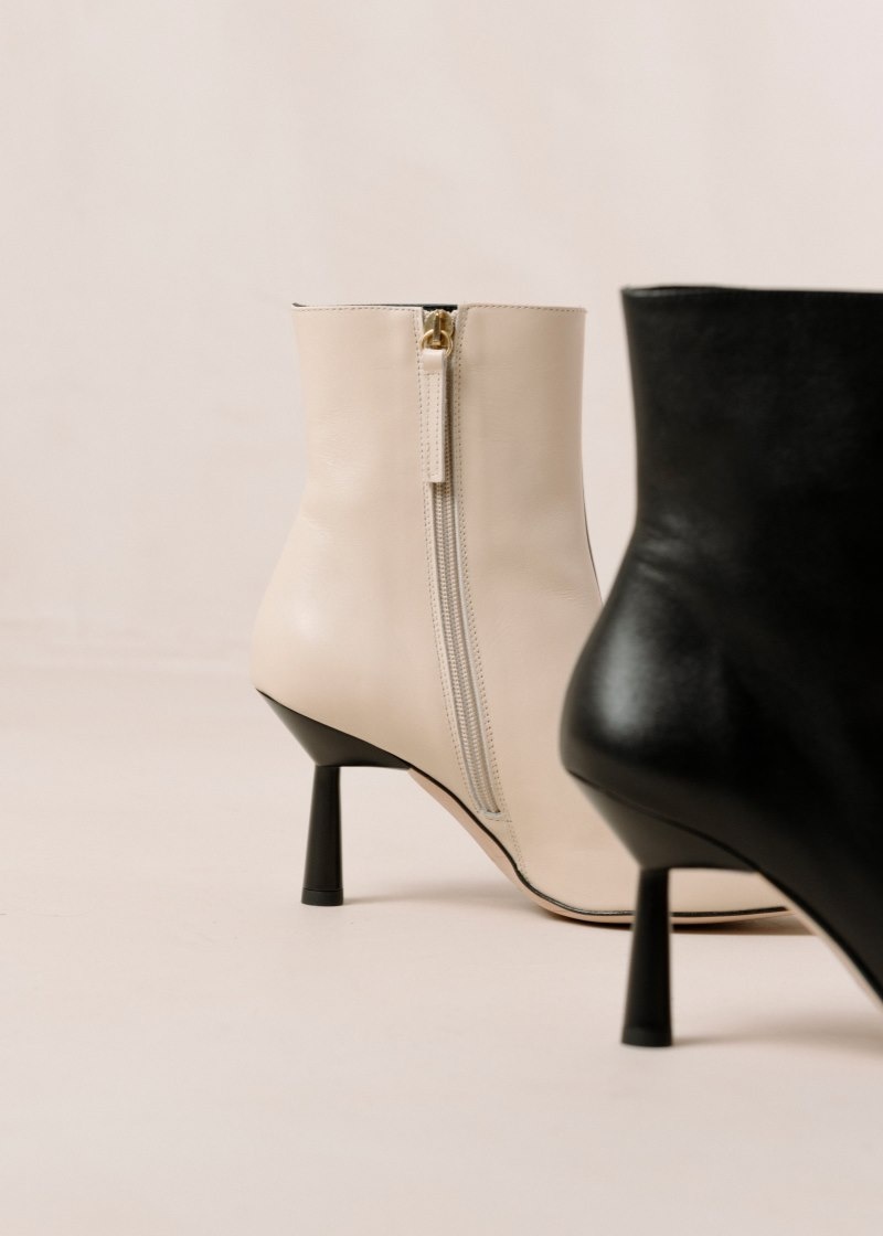 Women's Alohas Frappé Leather Stiletto Ankle Boots Ankle Boots Black / Cream NZ | X3U-9856