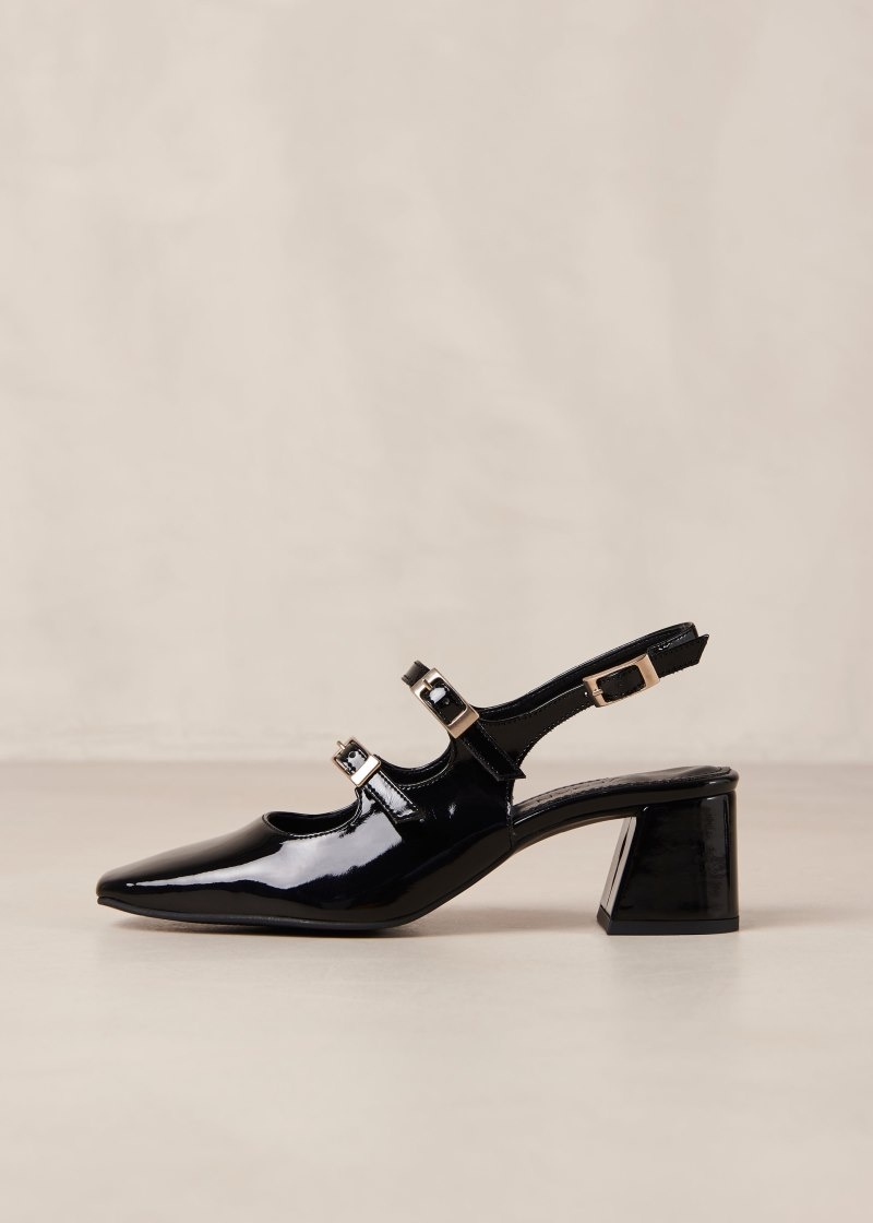 Women's Alohas Hanna Patent Block-heel Pumps Pumps Black NZ | W8P-7541