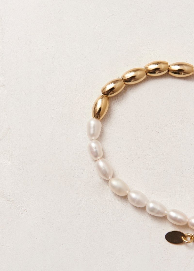 Women's Alohas Heavens Bracelet Bracelets Gold / Pearl NZ | U8D-5052