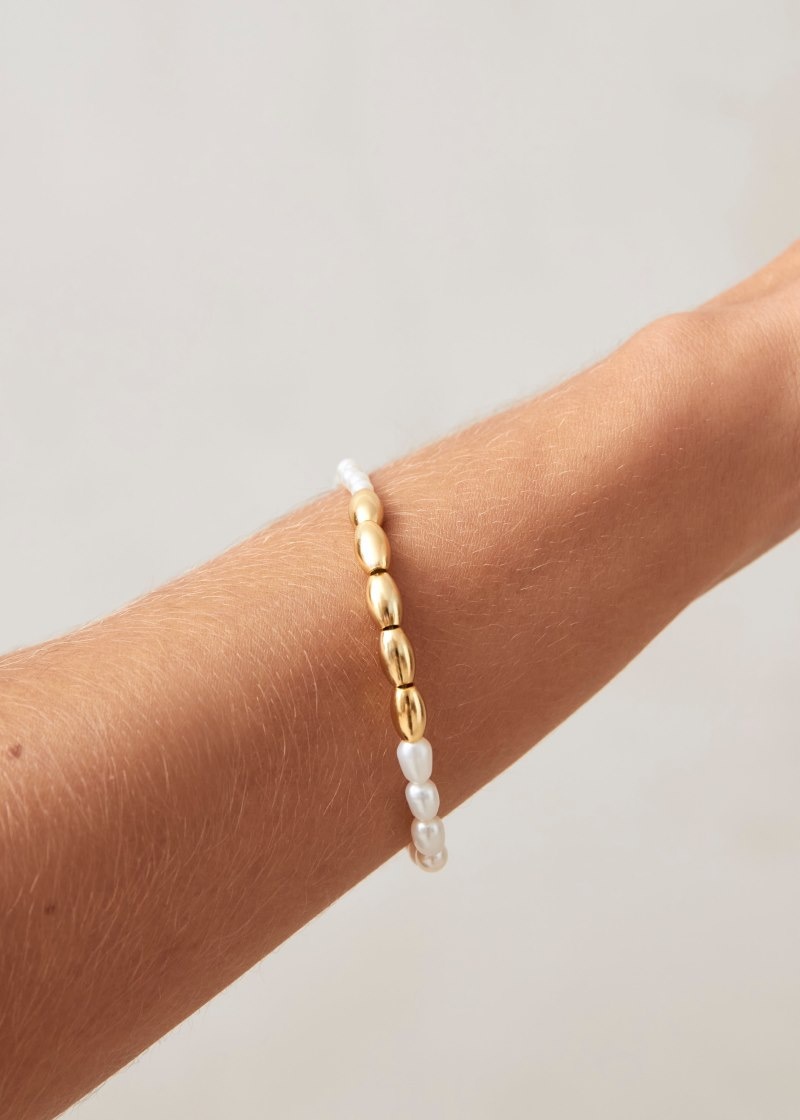 Women's Alohas Heavens Bracelet Bracelets Gold / Pearl NZ | U8D-5052