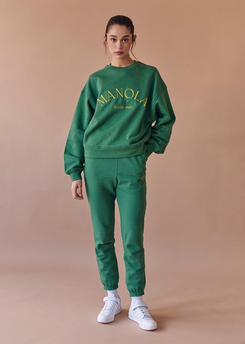 Women's Alohas Iconic Sweatpants Made With Organic Cotton Sportswear Dark Green NZ | P6A-6336