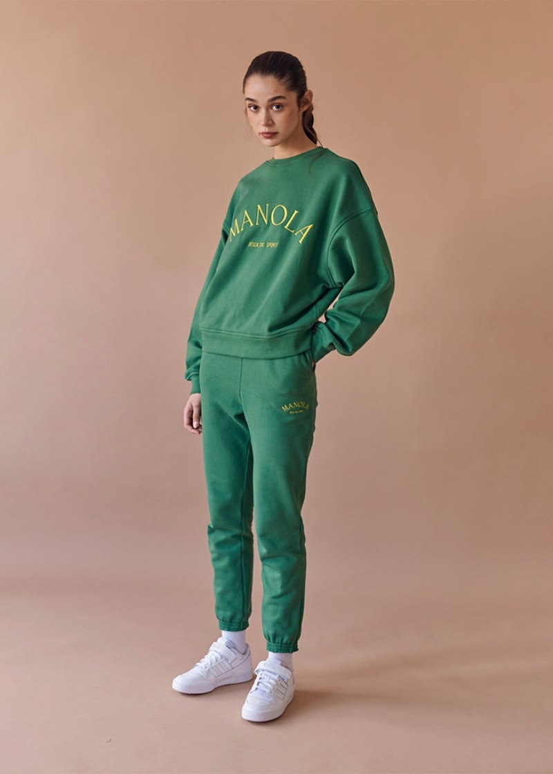 Women's Alohas Iconic Sweatpants Made With Organic Cotton Sportswear Dark Green NZ | P6A-6336