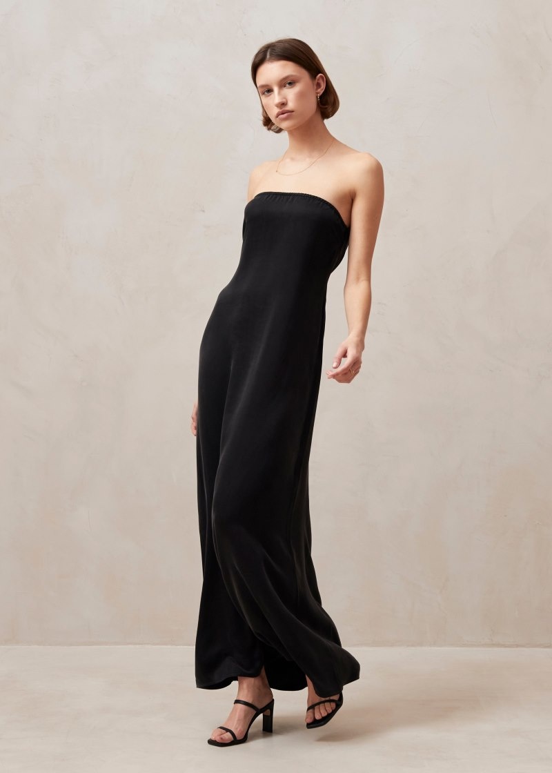 Women's Alohas Ilia Strapless Maxi Dress Dresses Black NZ | T4W-5226