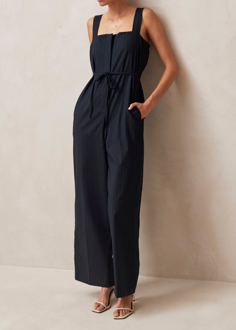 Women's Alohas Ingrid Jumpsuit With Adjustable Straps Jumpsuits Navy NZ | P1M-2257