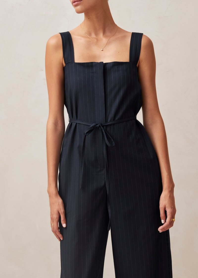 Women's Alohas Ingrid Jumpsuit With Adjustable Straps Jumpsuits Navy NZ | P1M-2257