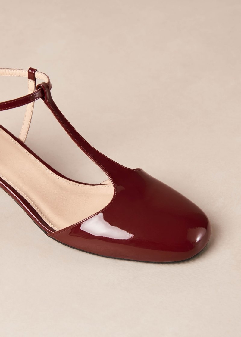 Women's Alohas Jayne Onix Patent Leather Mary Jane Pumps Pumps Burgundy NZ | X7K-6858