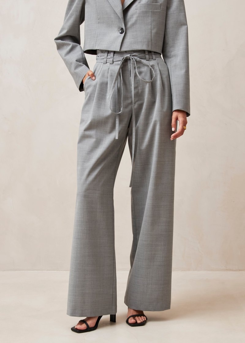 Women's Alohas Kathy Wide-leg Pants Pants Grey NZ | L1G-5632