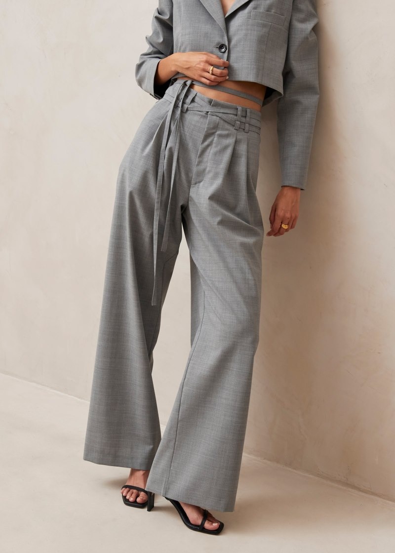 Women's Alohas Kathy Wide-leg Pants Pants Grey NZ | L1G-5632