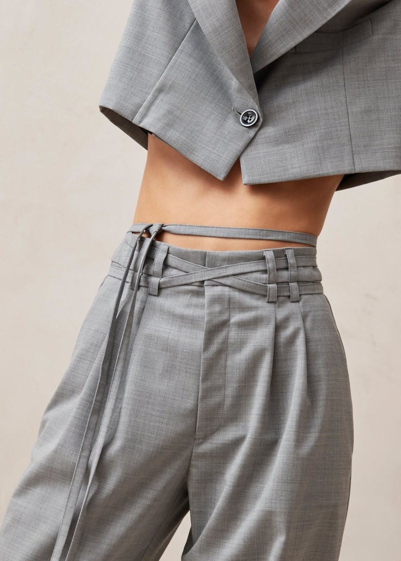 Women's Alohas Kathy Wide-leg Pants Pants Grey NZ | L1G-5632