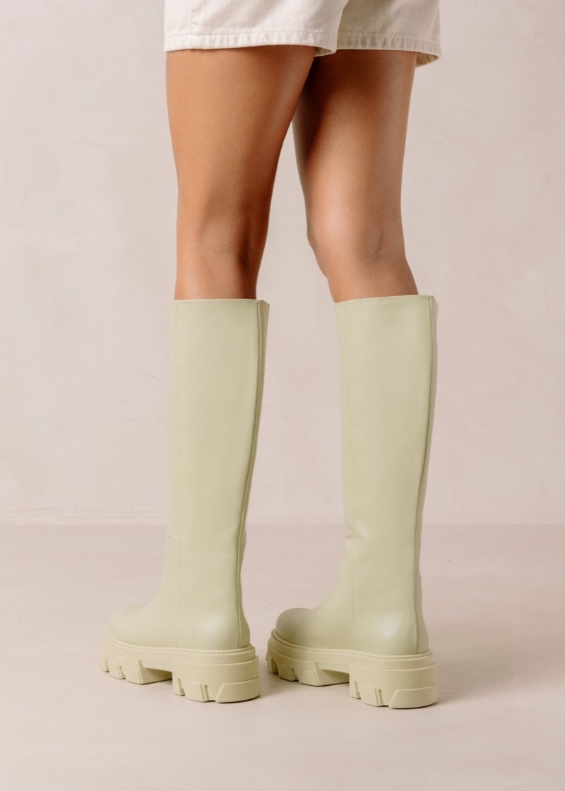 Women's Alohas Katiuska Leather Knee-high Boots With Platform Soles Knee High Boots Light Green NZ | T6O-2417