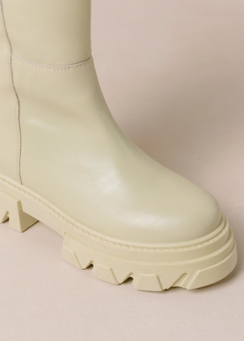 Women's Alohas Katiuska Leather Knee-high Boots With Platform Soles Platform Boots Light Green NZ | E3O-9725