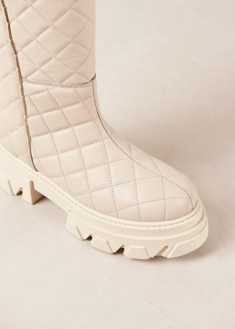 Women's Alohas Katiuska Quilted Leather Knee-high Boots With Platform Soles Knee High Boots White NZ | M9M-8948