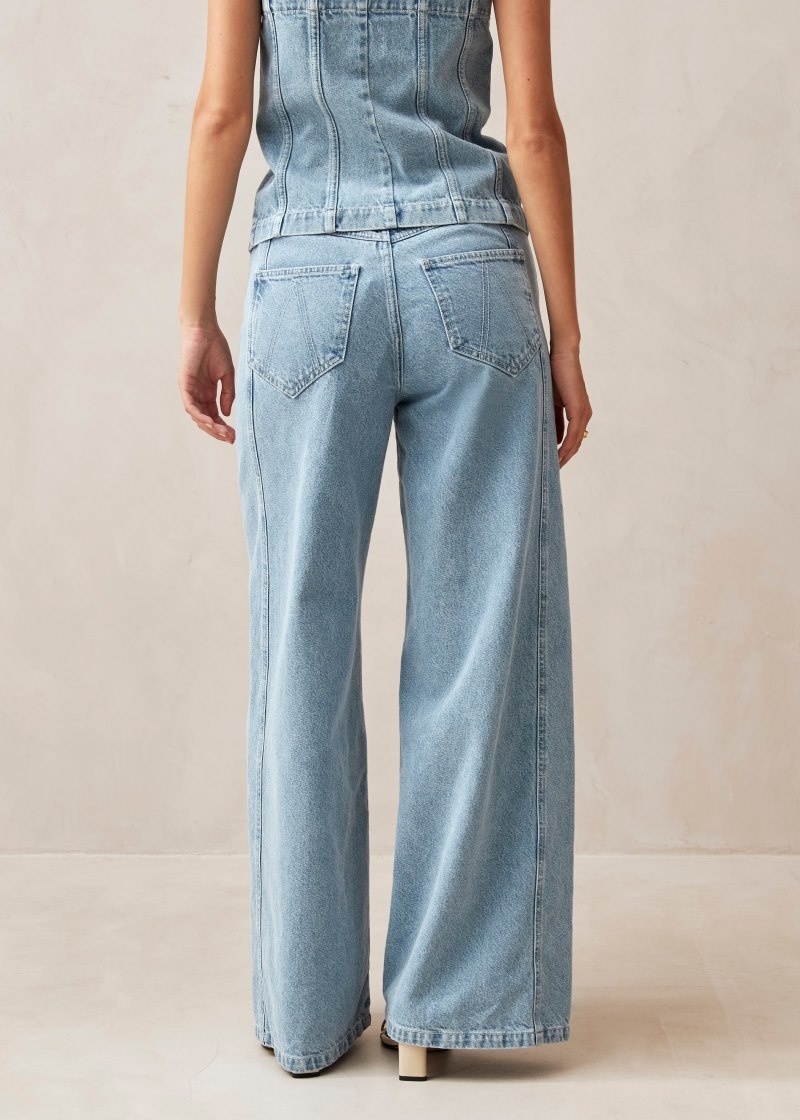 Women's Alohas Magda Denim Wide-leg Jeans Pants Blue NZ | W3E-2449