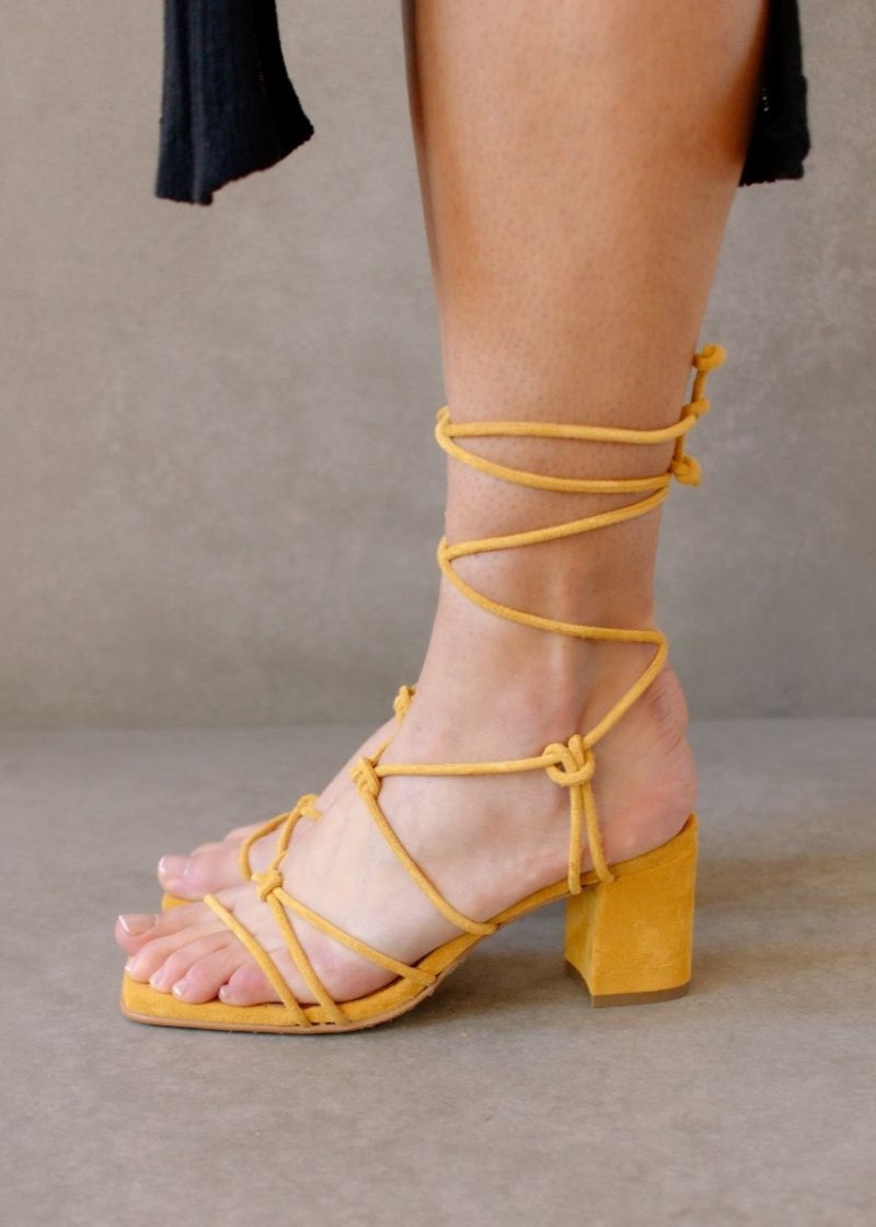 Women's Alohas Paloma Suede Strappy Sandals With Block Heel Heels Yellow NZ | K4W-0556